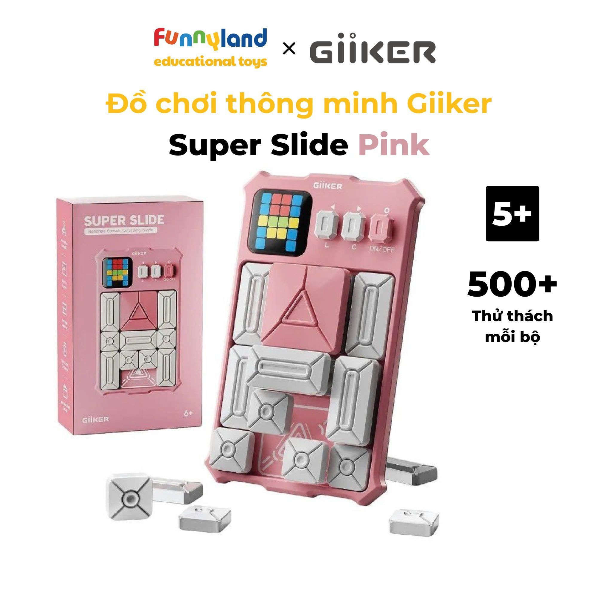 Đồ chơi xếp hình nam châm cảm ứng thông minh Giiker Super Slide Pink