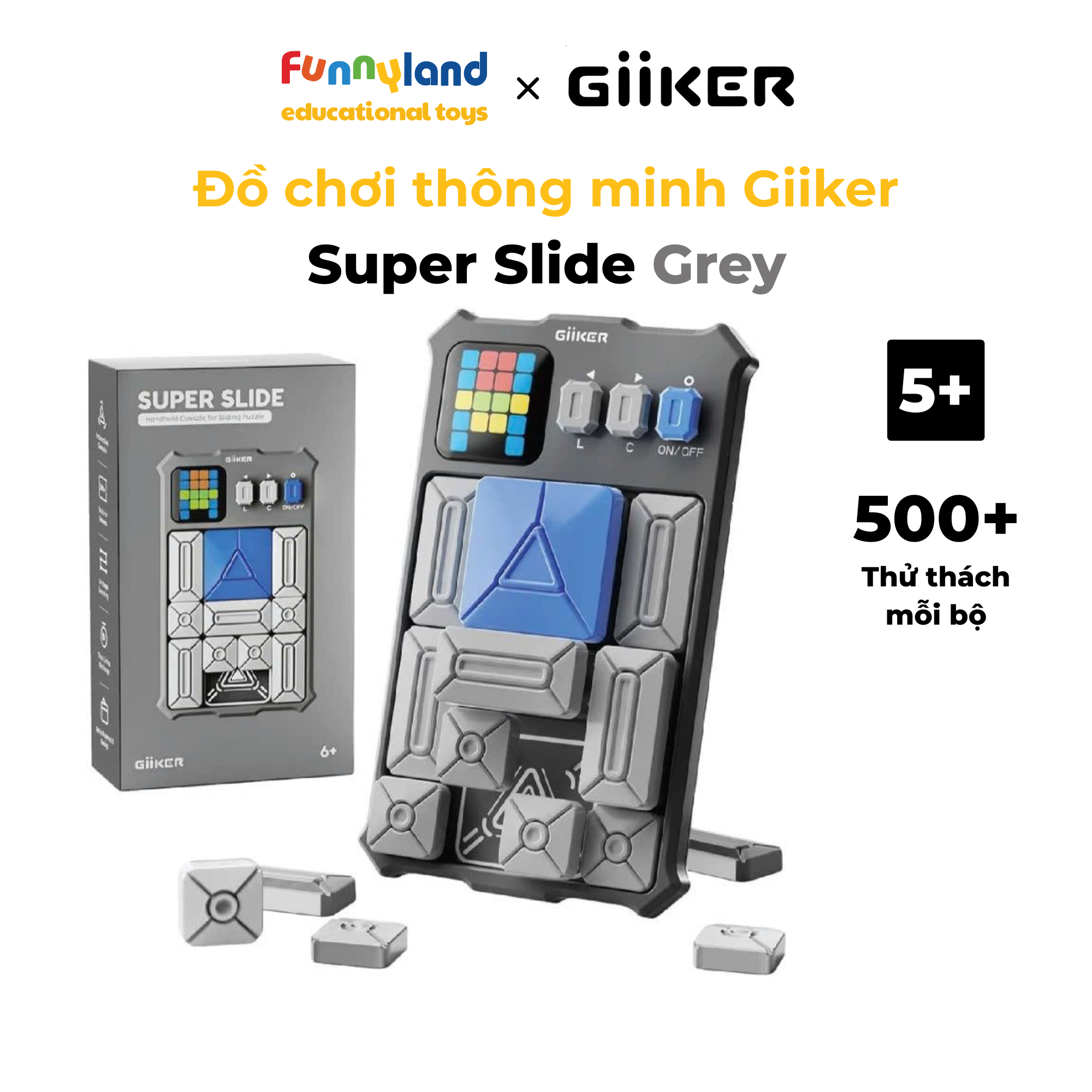 Đồ chơi xếp hình nam châm cảm ứng thông minh Giiker Super Slide Grey