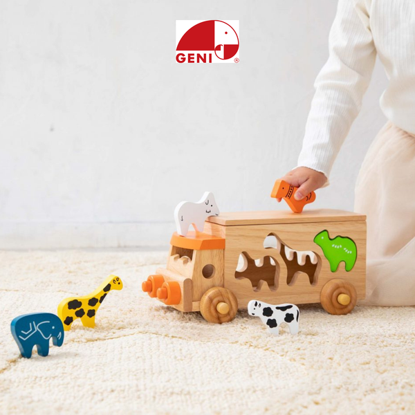Geni - Xe chở động vật bằng gỗ (Animal Beads Bus)