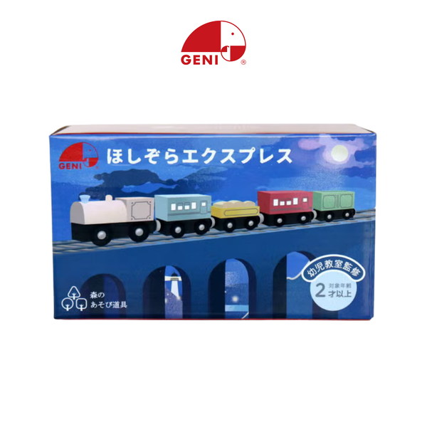 Geni - Bộ đồ chơi bằng gỗ cao su -bộ đồ chơi xe lửa (STARRY EXPRESS TRAIN)