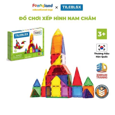 Đồ chơi xếp hình nam châm Hàn Quốc TILEBLOX Rainbow 42pc