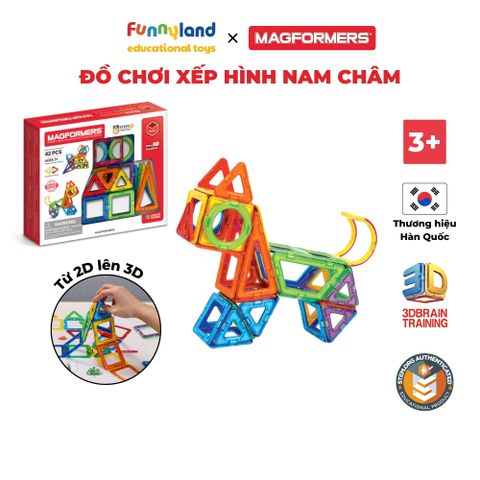 Đồ chơi xếp hình nam châm Hàn Quốc Magformers Bộ cơ bản 42 mảnh
