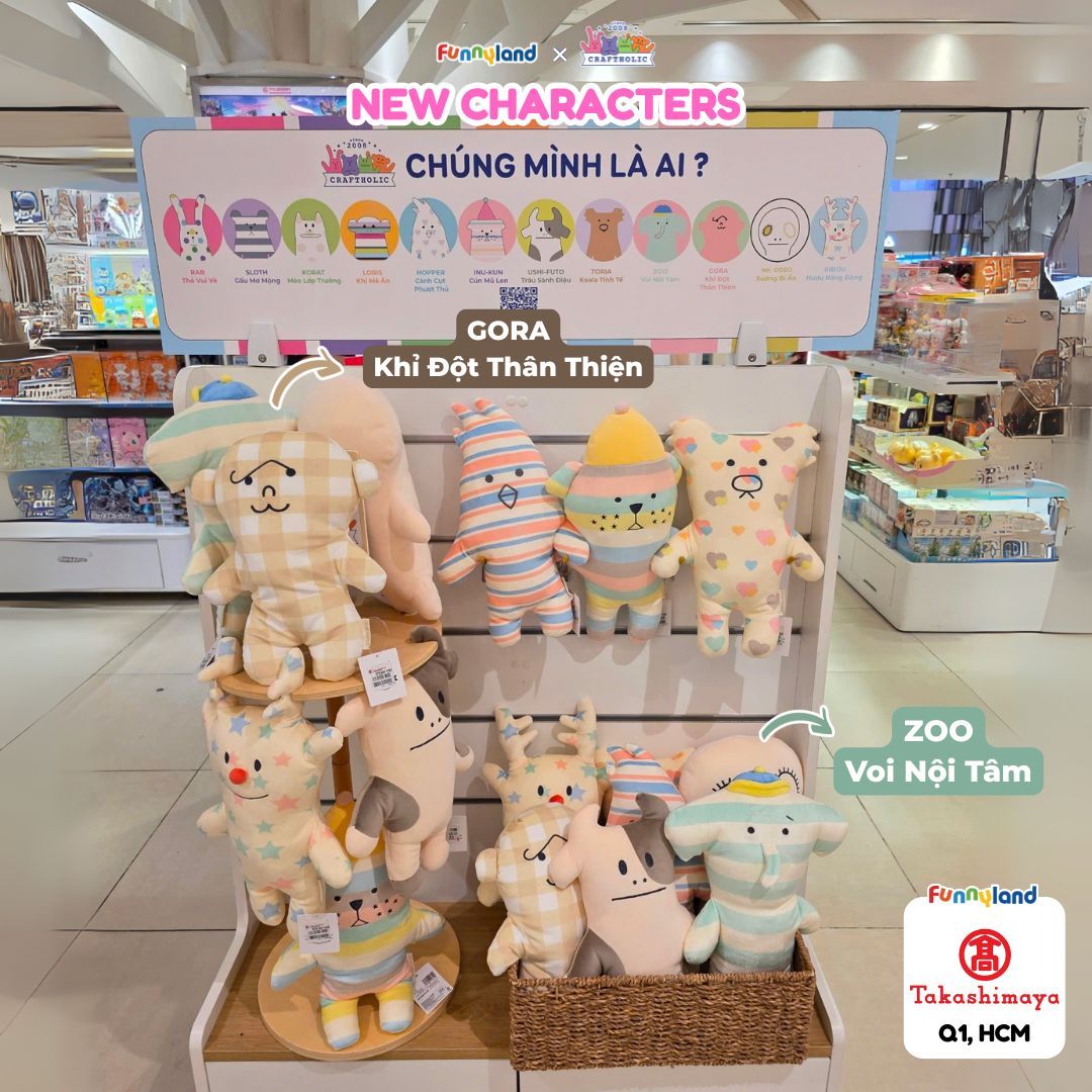  Gấu bông Nhật Bản mềm mịn Craftholic - ZOO Voi Nội Tâm (New S) 