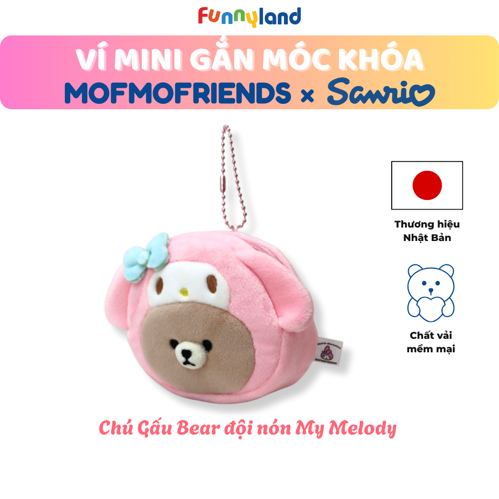 Chú Gấu Bear đội nón My Melody - Ví Mini Gắn Móc Khóa