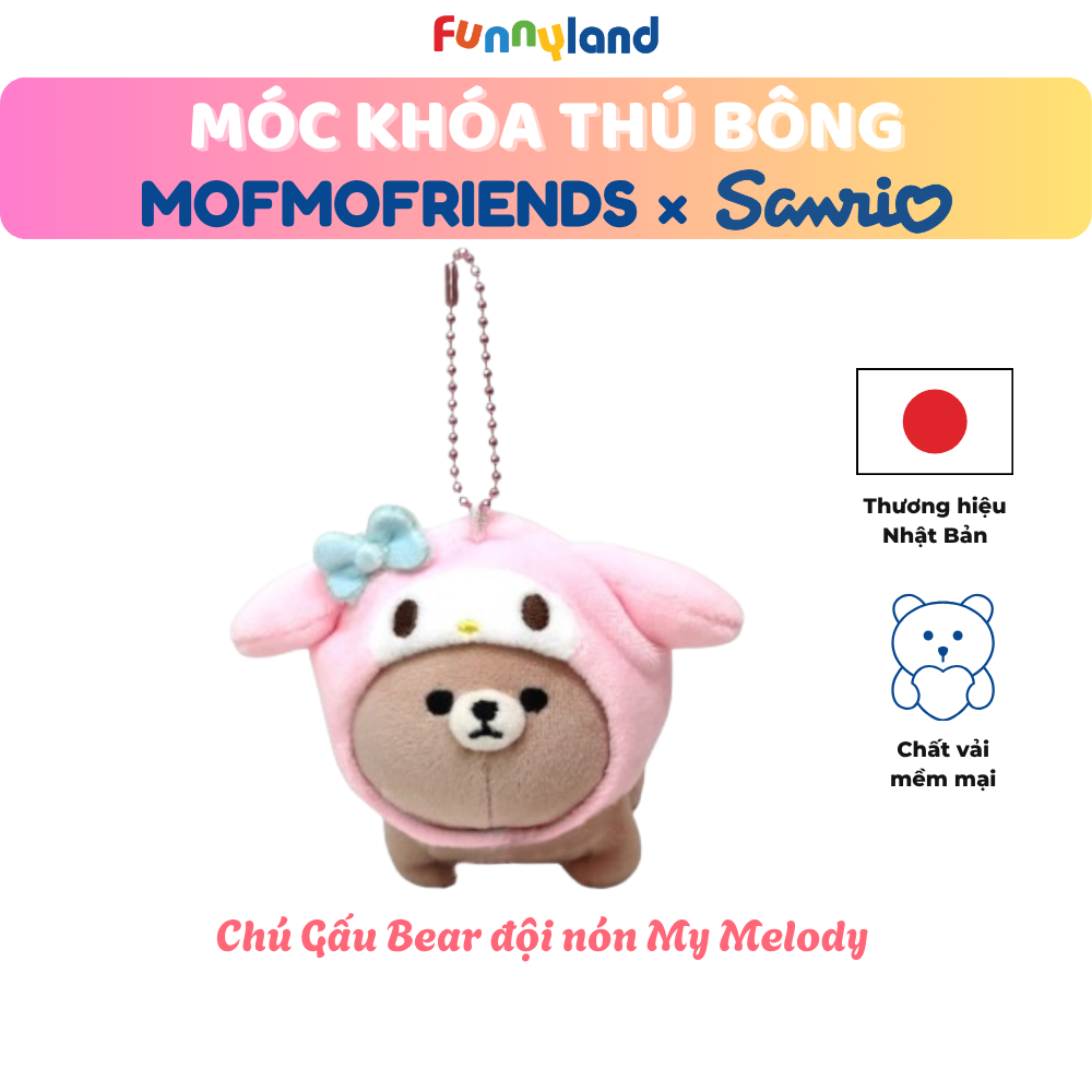 Chú Gấu Bear đội nón My Melody - Móc Khóa Thú Bông