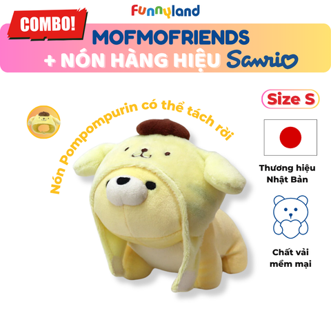 Chú Hổ Tiger Size S đội nón Pompompurin - Thú Bông Mofmo Friends x Nón Hàng Hiệu Sanrio