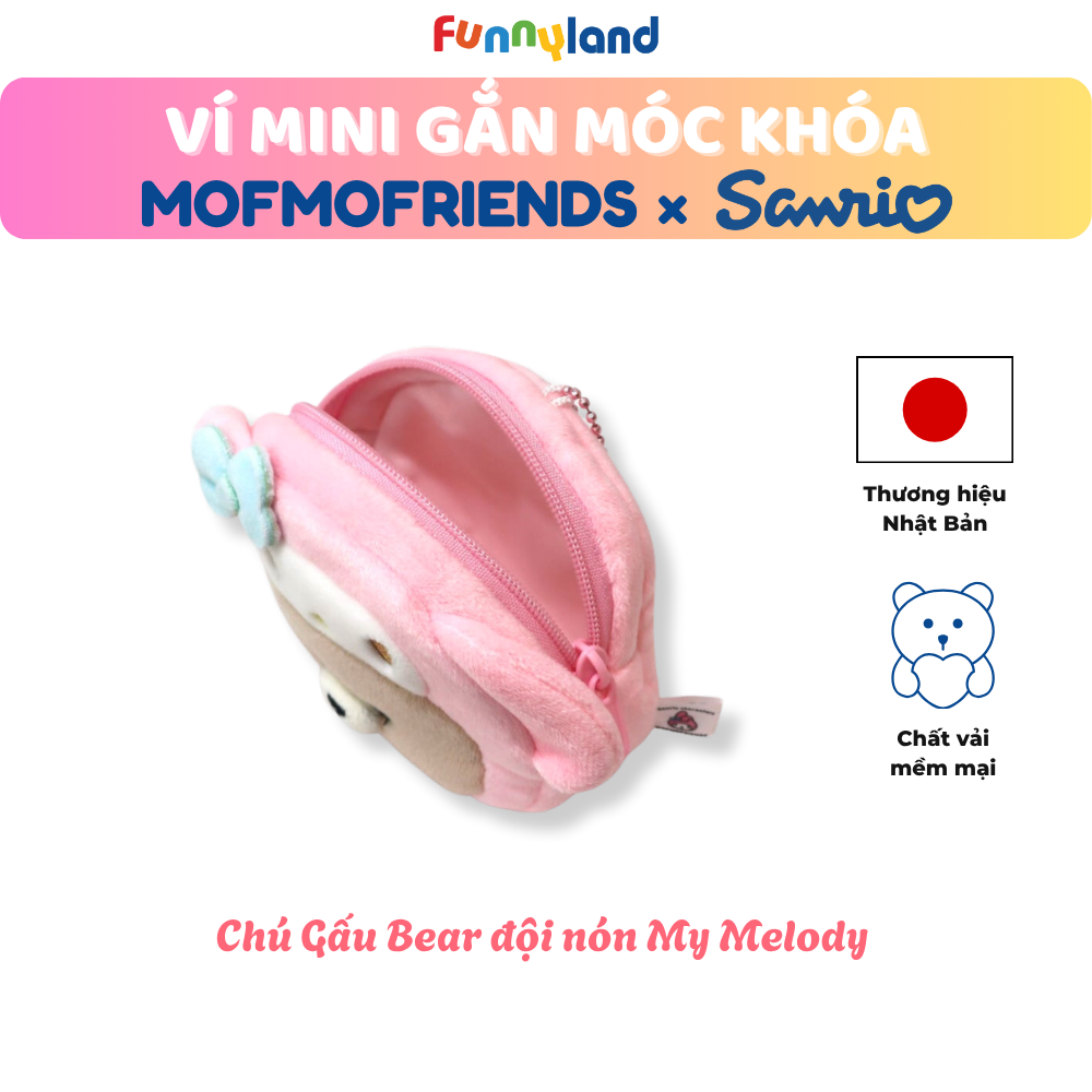 Chú Gấu Bear đội nón My Melody - Ví Mini Gắn Móc Khóa