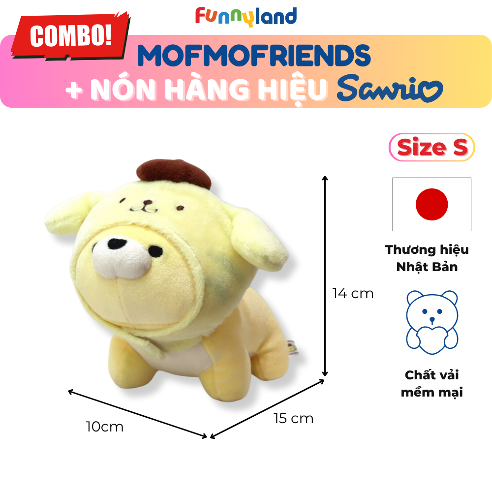Chú Hổ Tiger Size S đội nón Pompompurin - Thú Bông Mofmo Friends x Nón Hàng Hiệu Sanrio