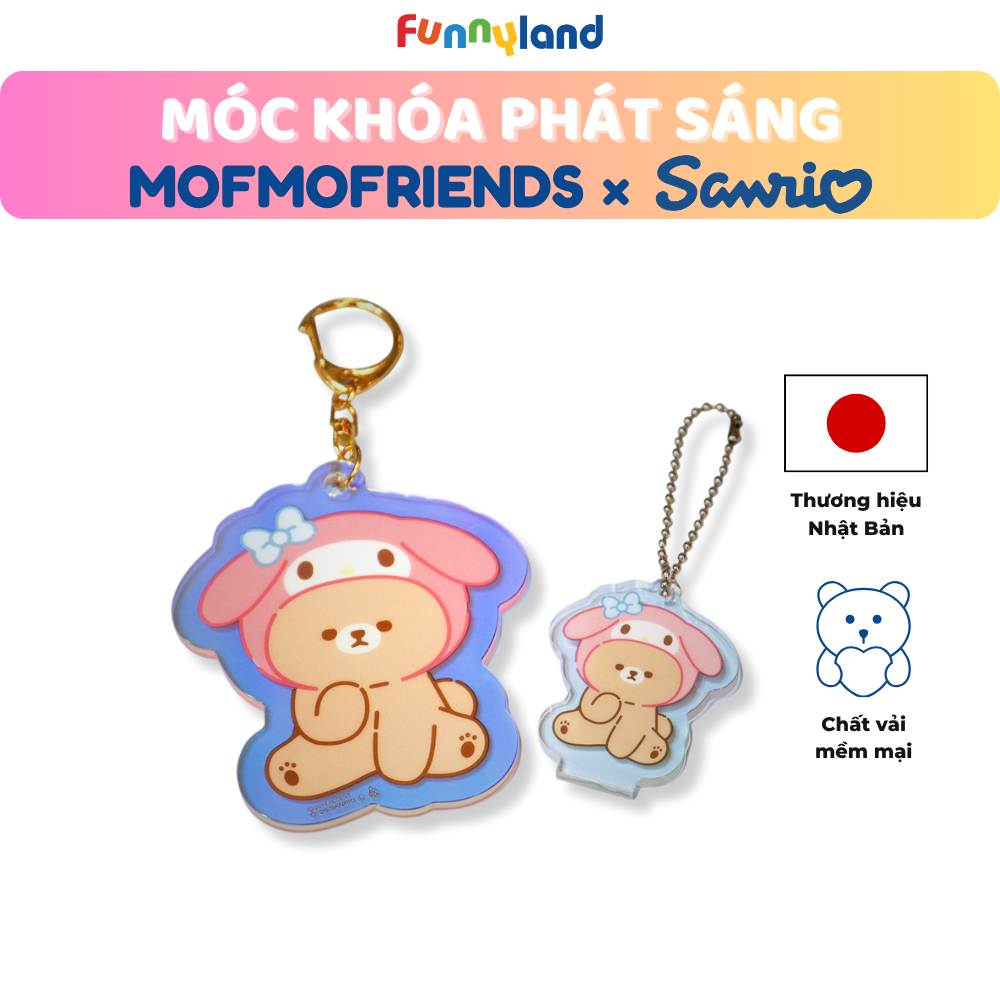 Chú Gấu Bear đội nón My Melody - Móc Khóa Phát Sáng