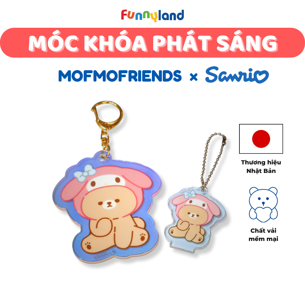 Móc Khóa Phát Sáng - Thú Bông Gấu Bear đội mũ My Melody