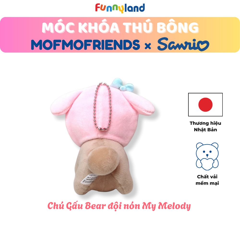 Chú Gấu Bear đội nón My Melody - Móc Khóa Thú Bông