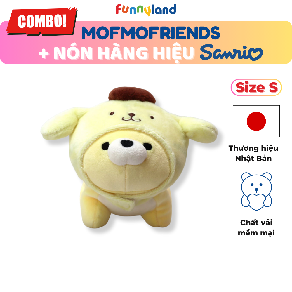 Chú Hổ Tiger Size S đội nón Pompompurin - Thú Bông Mofmo Friends x Nón Hàng Hiệu Sanrio