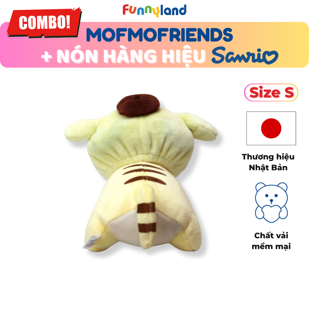Chú Hổ Tiger Size S đội nón Pompompurin - Thú Bông Mofmo Friends x Nón Hàng Hiệu Sanrio