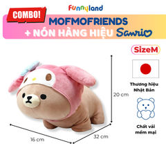 Chú Gấu Bear Size M đội nón My Melody - Thú Bông Mofmo Friends x Nón Hàng Hiệu Sanrio