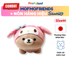 Chú Gấu Bear Size M đội nón My Melody - Thú Bông Mofmo Friends x Nón Hàng Hiệu Sanrio