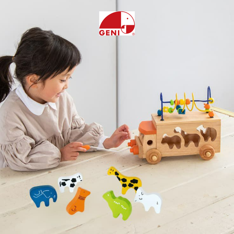 Geni - Xe chở động vật bằng gỗ (Animal Beads Bus)