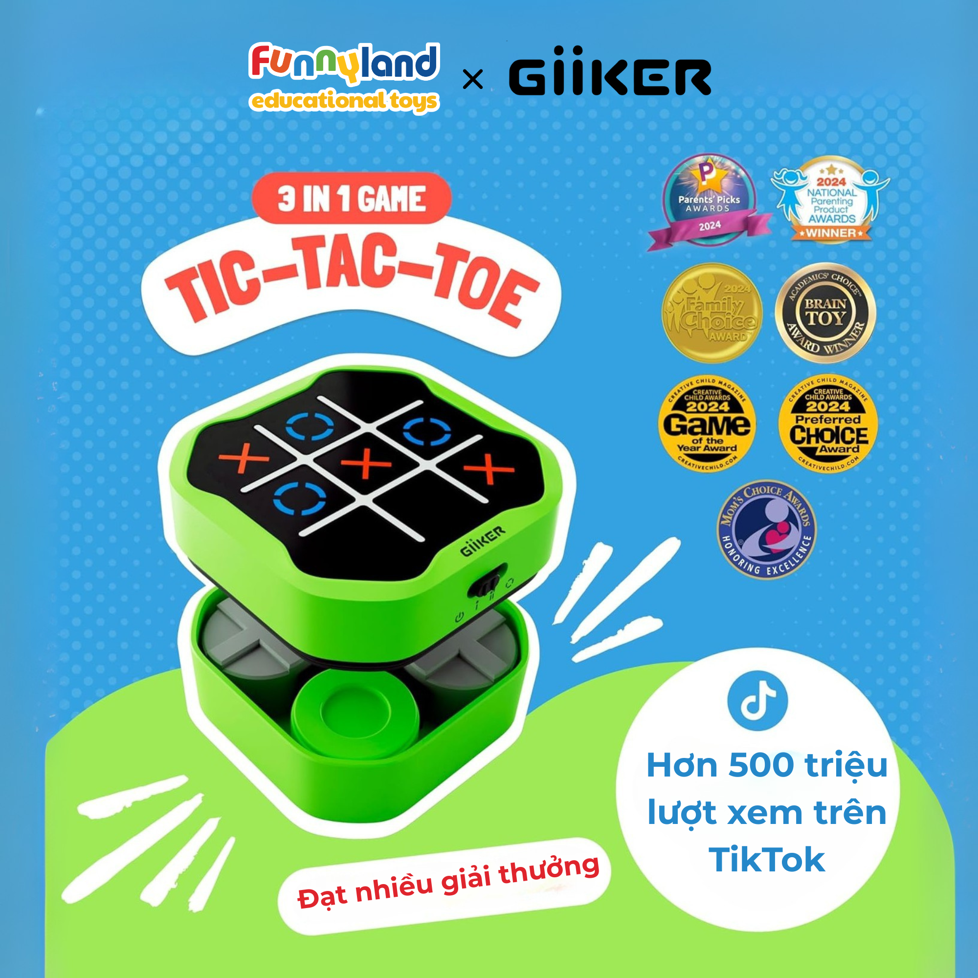 Đồ chơi thông minh Giiker Tic-Tac-Toe Bolt Green