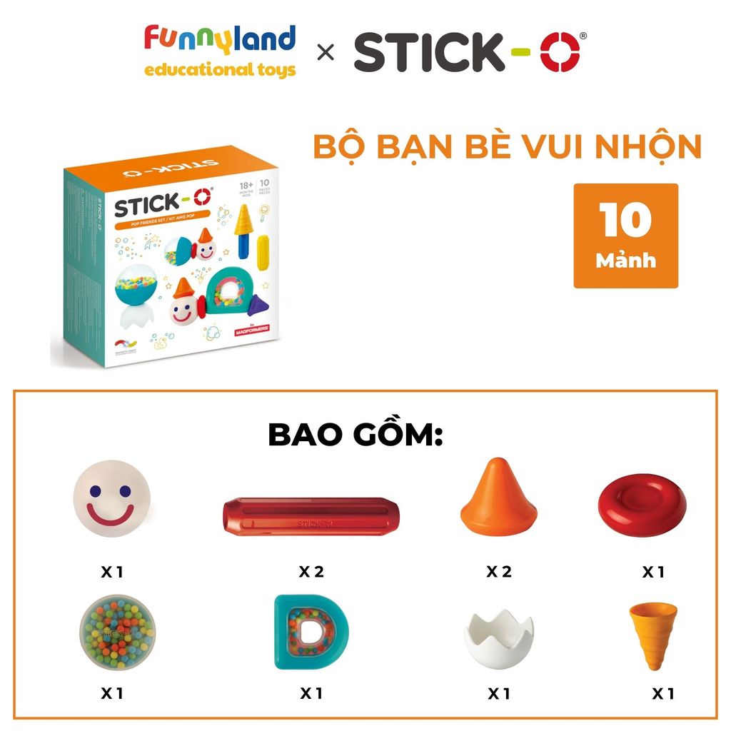Stick-O - Bộ bạn thân ngộ nghĩnh (10 chi tiết) Stick-O