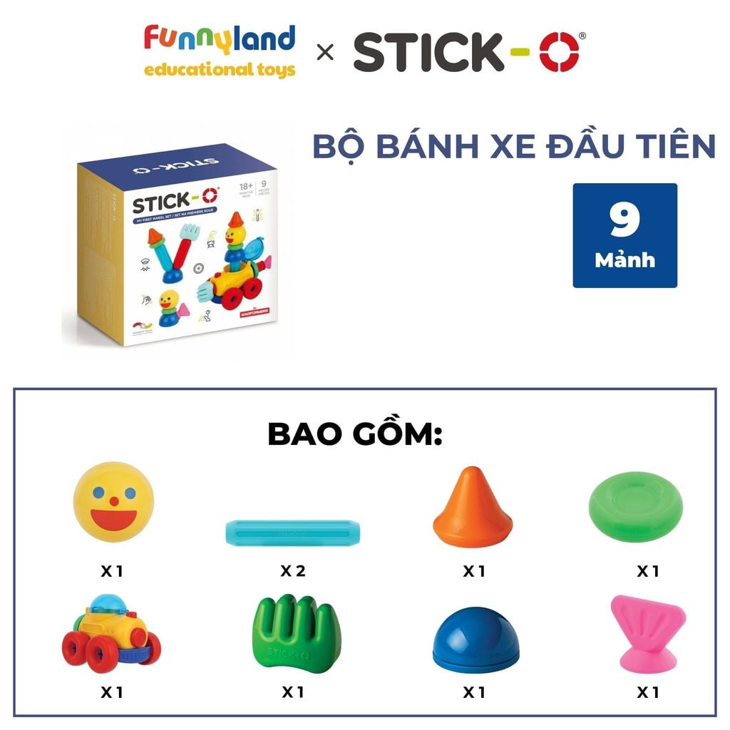 Stick-O - Bộ bánh xe đầu tiên (9 chi tiết) Stick-O