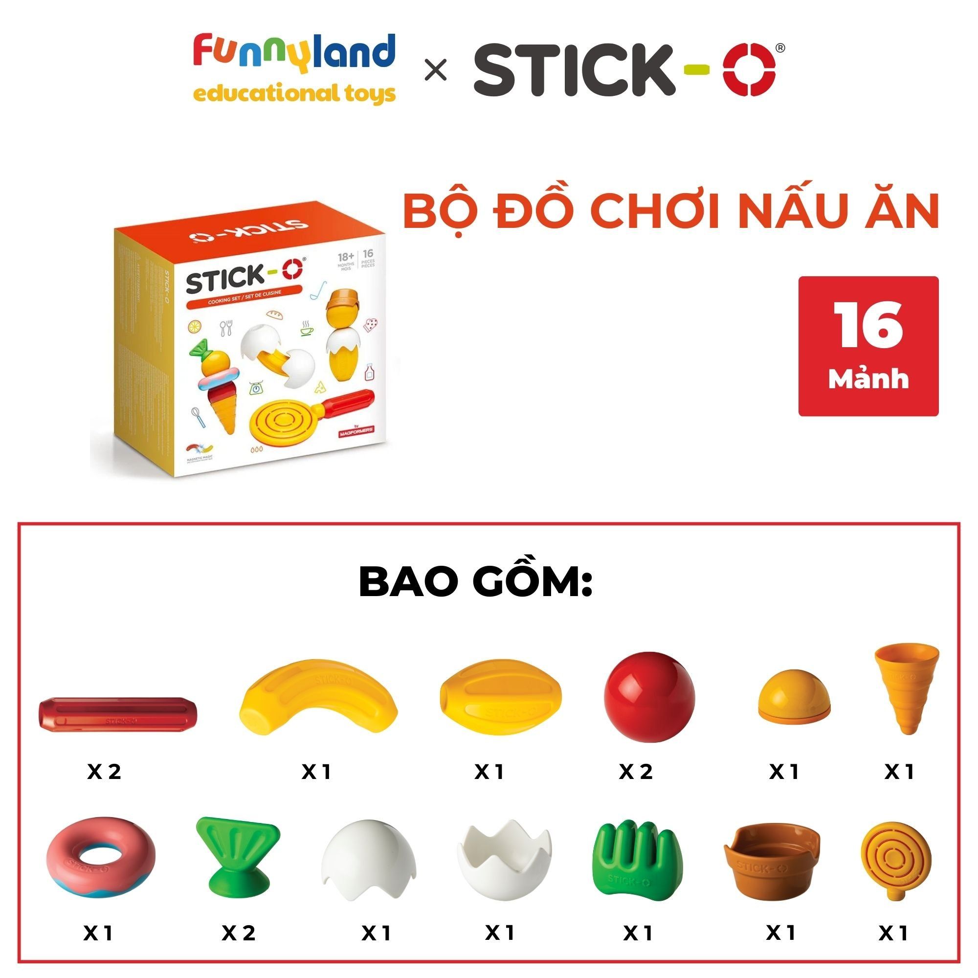 Đồ chơi xếp hình nam châm Hàn Quốc Stick-O COOKING SET