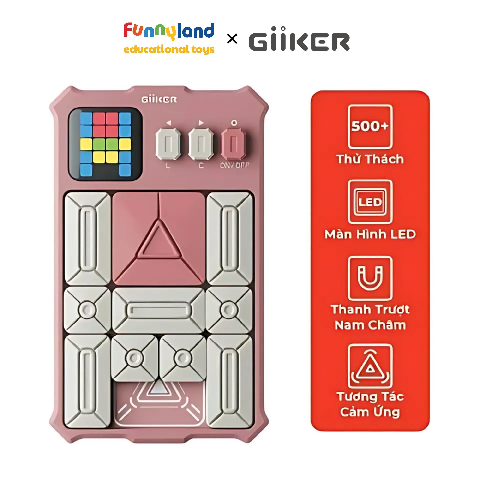 Đồ chơi xếp hình nam châm cảm ứng thông minh Giiker Super Slide Pink