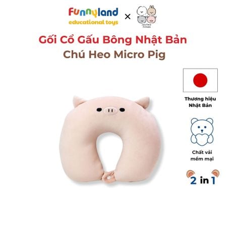 Gối Cổ Thú Bông Chú Heo Micro Pig 2in1 - Reversible Neck Pillow Mofmo Friends Nhật Bản