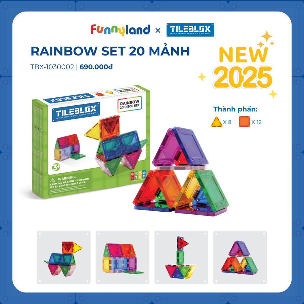 Bộ Tileblox Cầu vồng 20 chi tiết