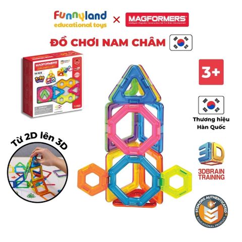 Đồ chơi xếp hình nam châm Hàn Quốc Magformers Bộ thử thách 14 mảnh