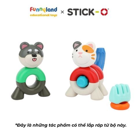 Đồ chơi xếp hình nam châm Hàn Quốc Stick-O PEEKABOO CAT & DOG SET