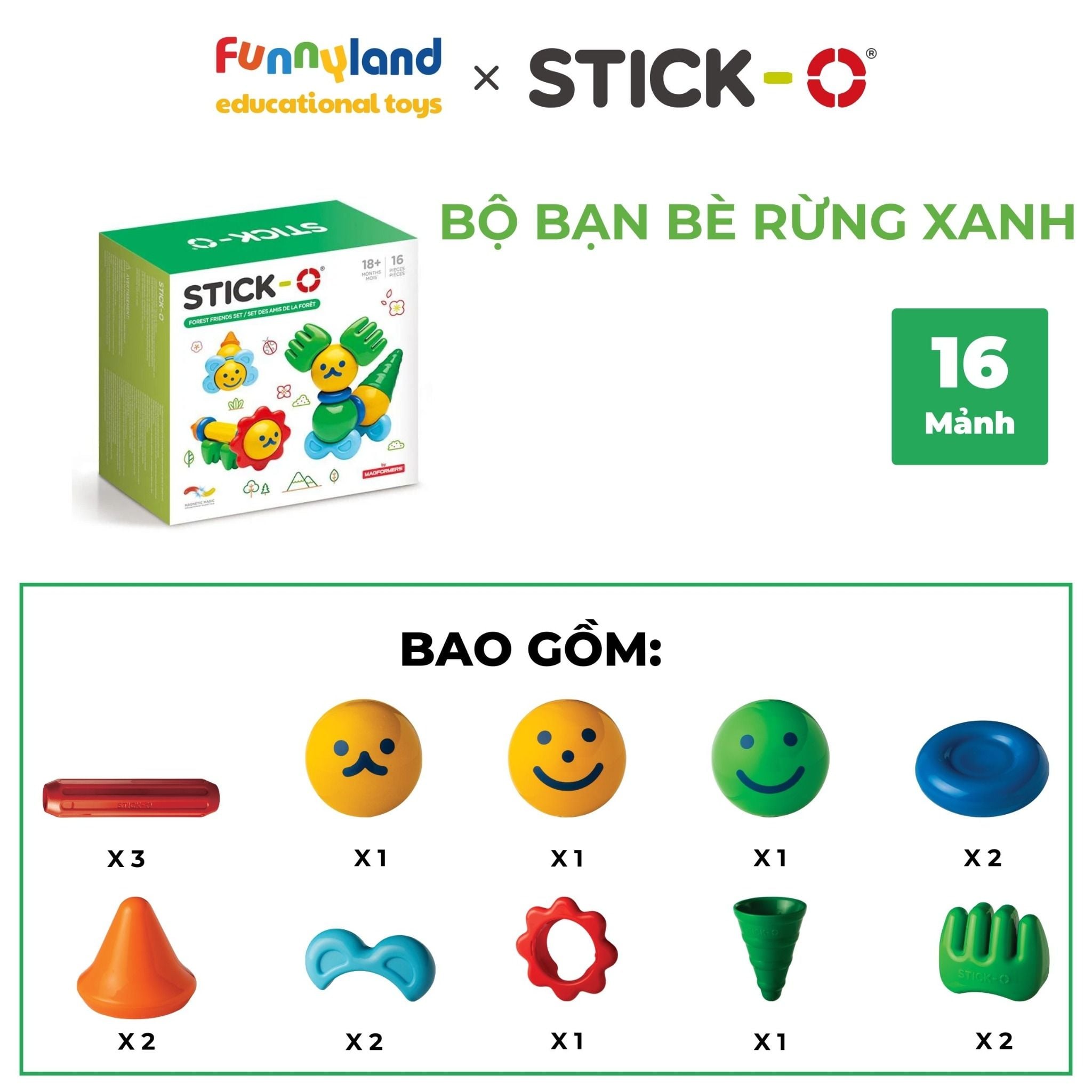 Đồ chơi xếp hình nam châm Hàn Quốc Stick-O FOREST FRIENDS SET