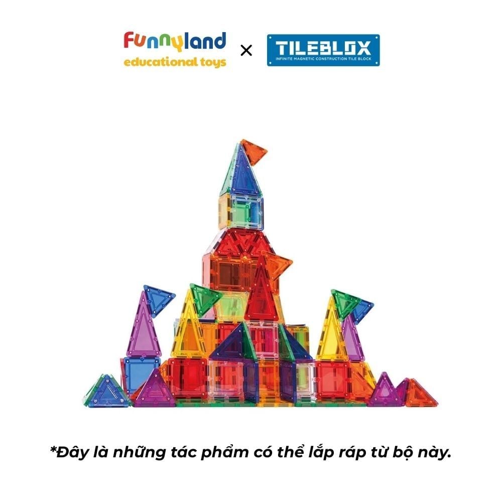 Đồ chơi xếp hình nam châm Hàn Quốc TILEBLOX Rainbow 104pc set