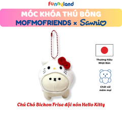 Chú Chó Bichon Frise đội nón Hello Kitty - Móc Khóa Thú Bông