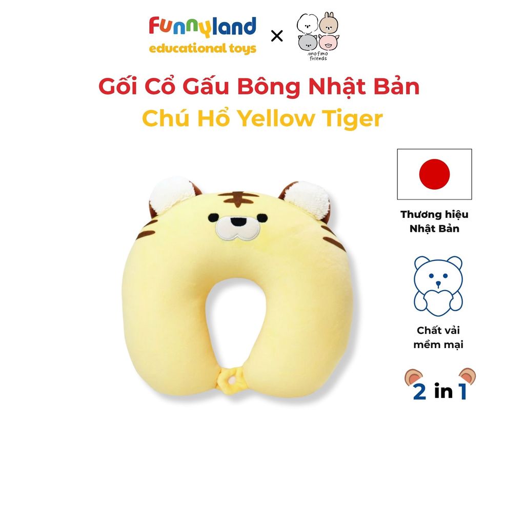 Gối Cổ Thú Bông Chú Hổ Yellow Tiger 2in1 - Reversible Neck Pillow Mofmo Friends Nhật Bản