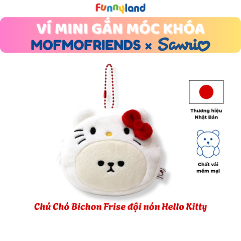 Chú Chó Bichon Frise đội nón Hello Kitty - Ví Mini Gắn Móc Khóa