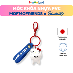 Chú Chó Bichon Frise đội nón Hello Kitty - Móc Khóa Nhựa PVC