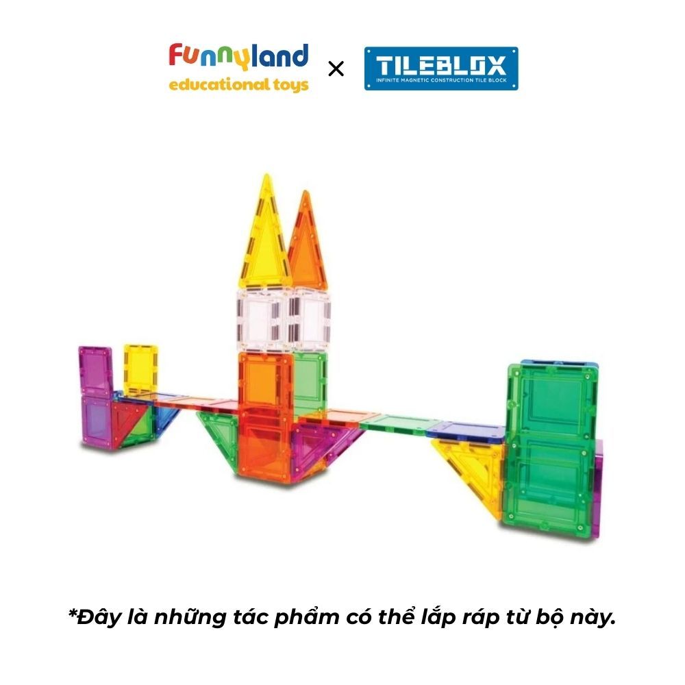 Đồ chơi xếp hình nam châm Hàn Quốc TILEBLOX Rainbow 60 mảnh