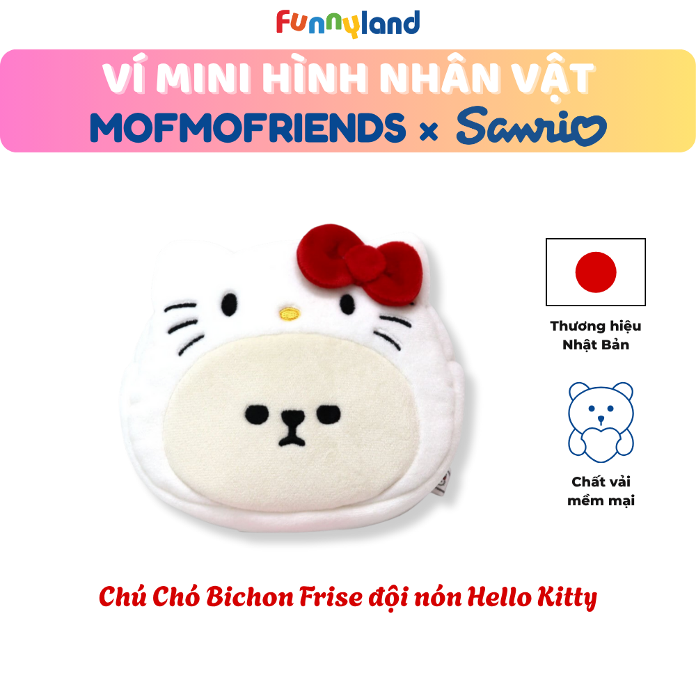 Chú Chó Bichon Frise đội nón Hello Kitty - Ví Mini hình nhân vật