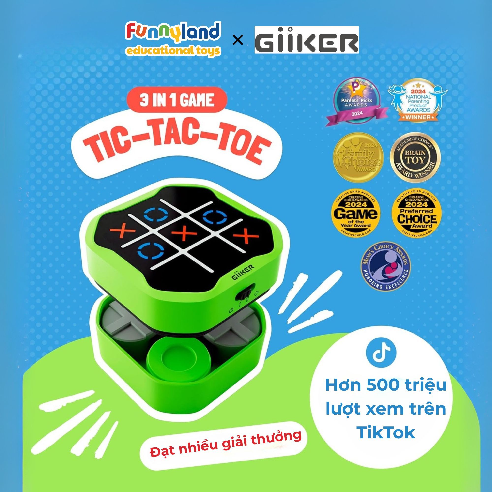 Đồ chơi thông minh Giiker Tic-Tac-Toe Bolt Green