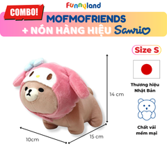 Chú Gấu Bear Size S đội nón My Melody - Thú Bông Mofmo Friends x Nón Hàng Hiệu Sanrio