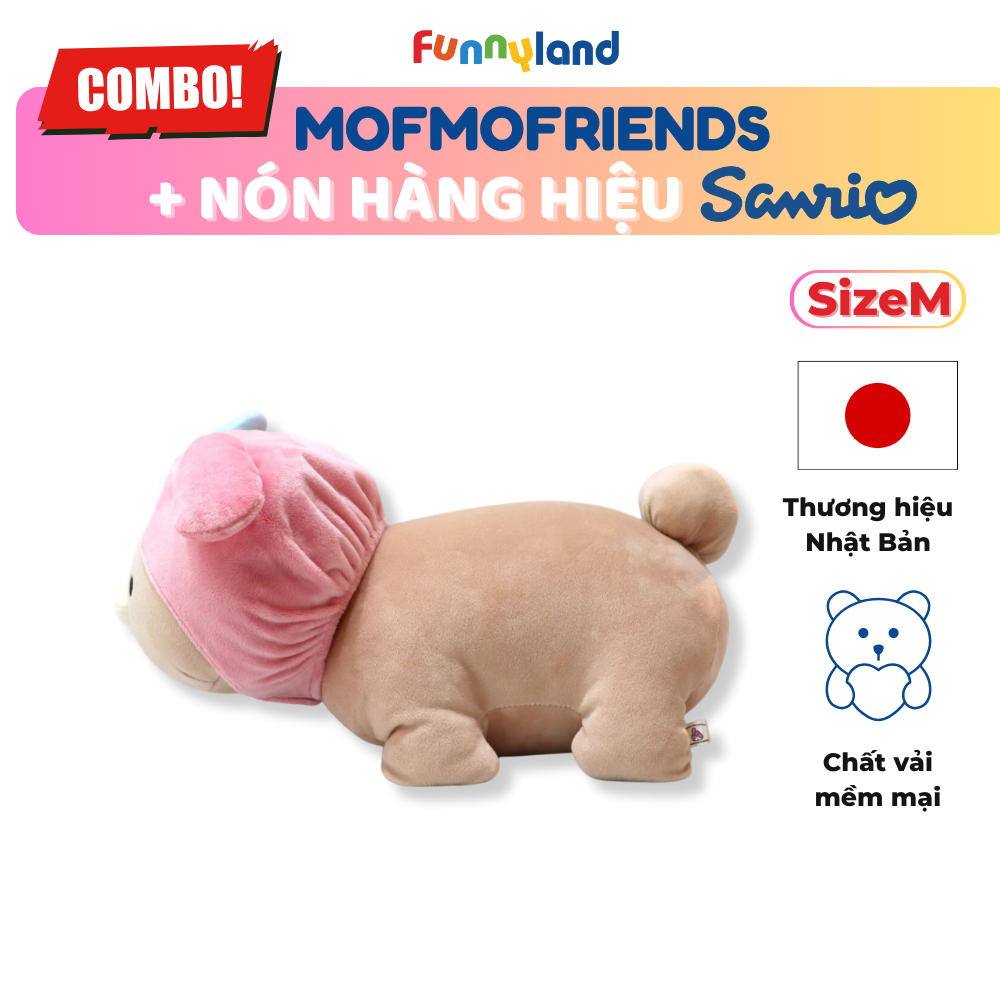 Chú Gấu Bear Size M đội nón My Melody - Thú Bông Mofmo Friends x Nón Hàng Hiệu Sanrio
