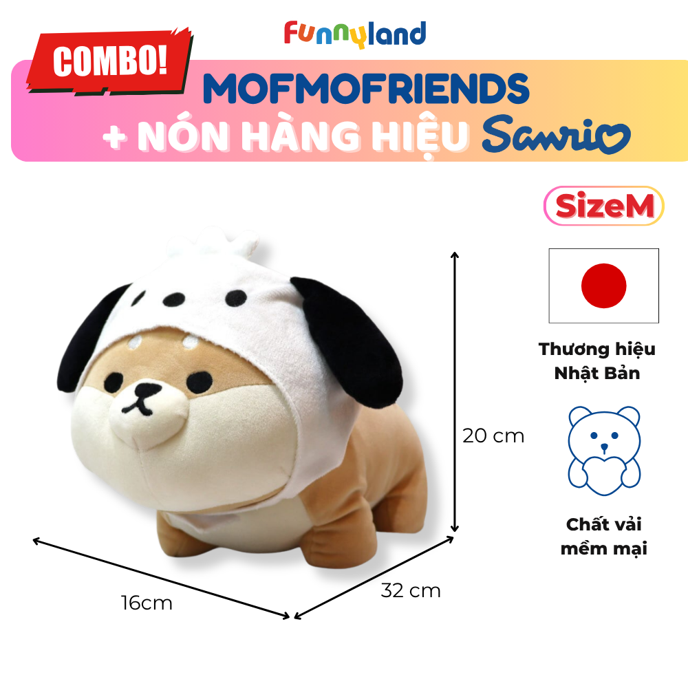 Chú Chó Shiba Inu Size M đội nón Pochacco - Thú Bông Mofmo Friends x Nón Hàng Hiệu Sanrio