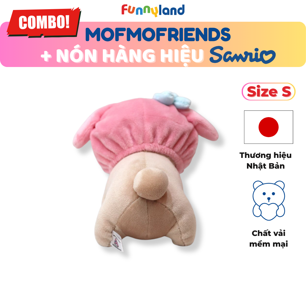 Chú Gấu Bear Size S đội nón My Melody - Thú Bông Mofmo Friends x Nón Hàng Hiệu Sanrio