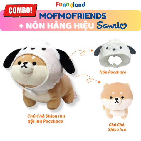 Chú Chó Shiba Inu Size S đội nón Pochacco - Thú Bông Mofmo Friends x Nón Hàng Hiệu Sanrio