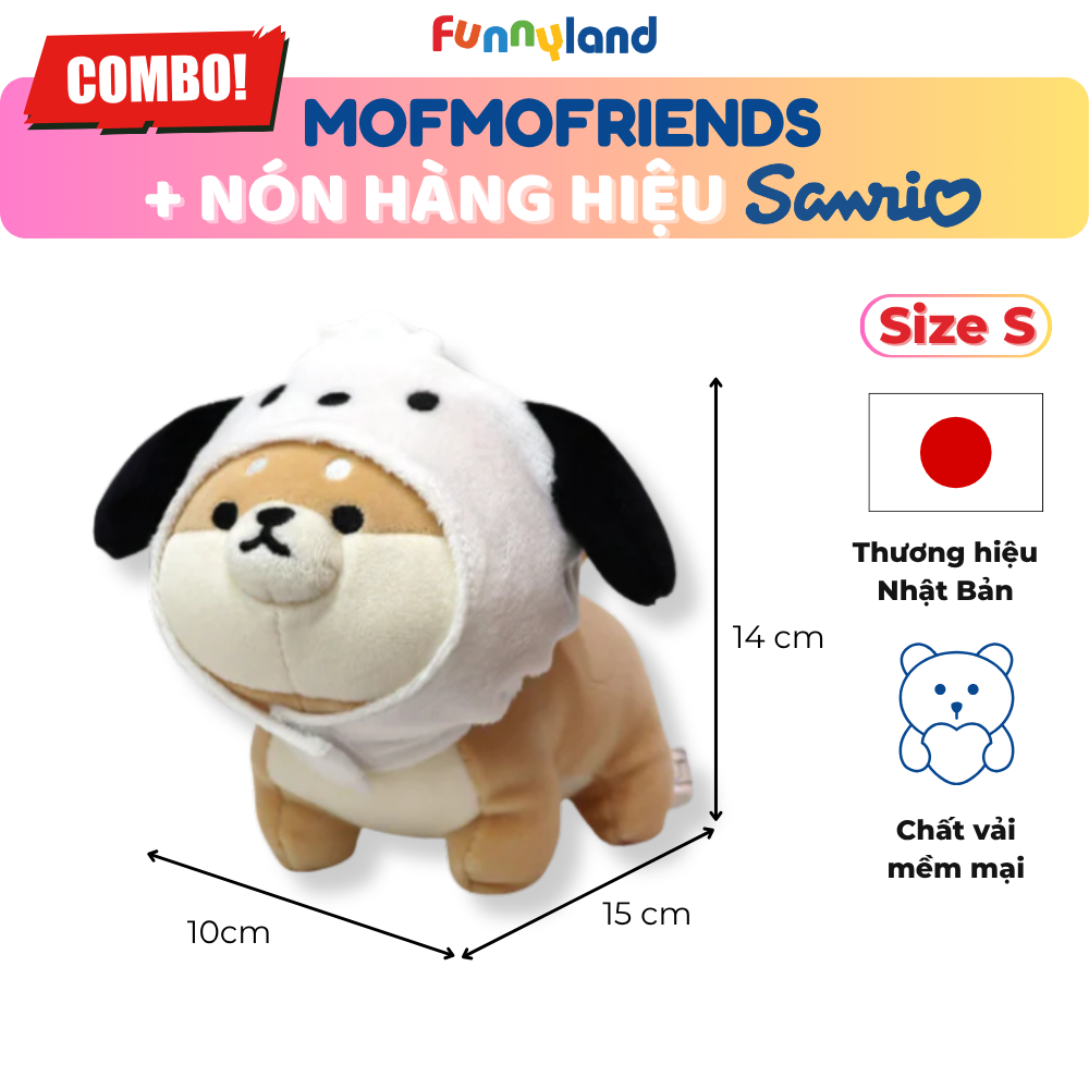 Chú Chó Shiba Inu Size S đội nón Pochacco - Thú Bông Mofmo Friends x Nón Hàng Hiệu Sanrio