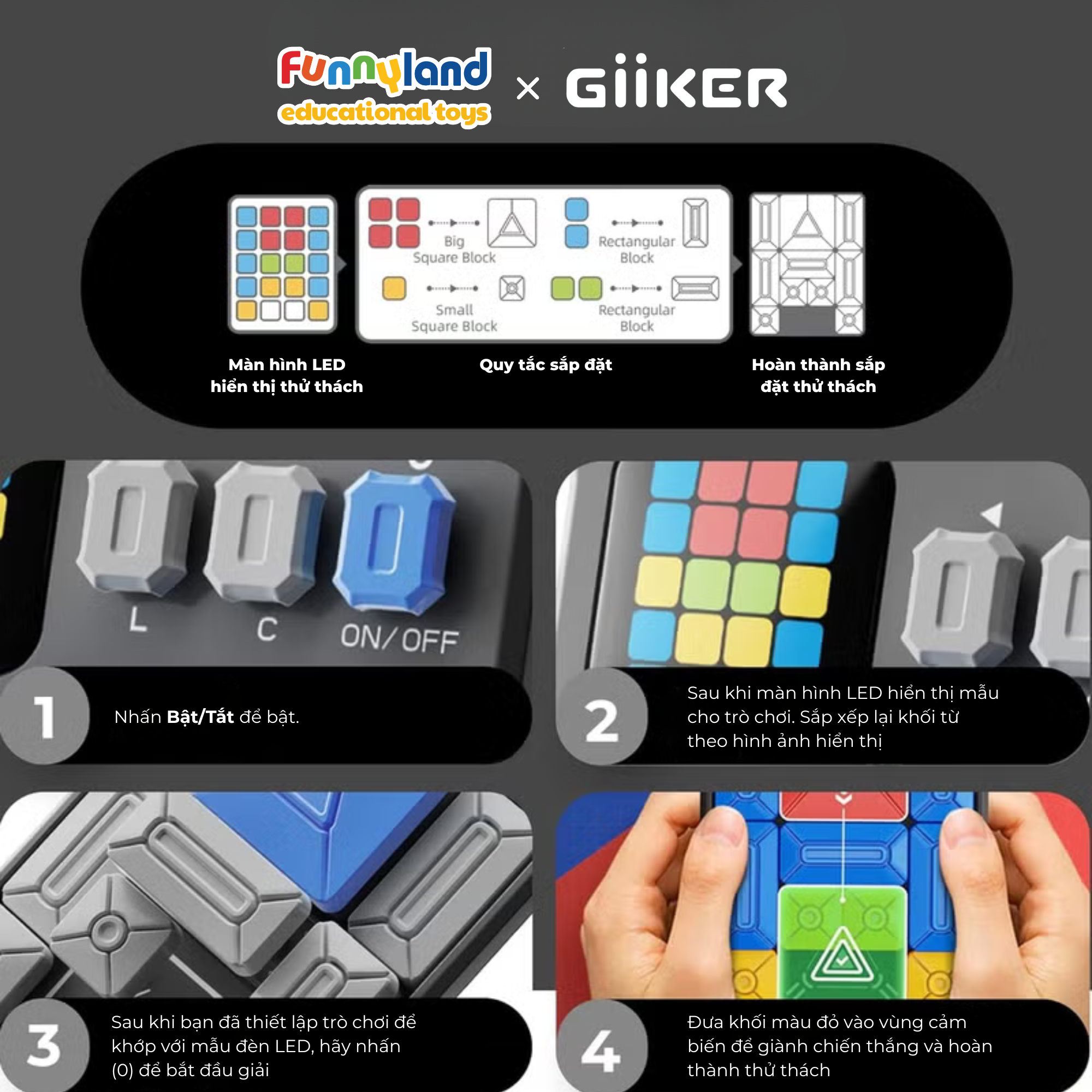 Đồ chơi xếp hình nam châm cảm ứng thông minh Giiker Super Slide Grey