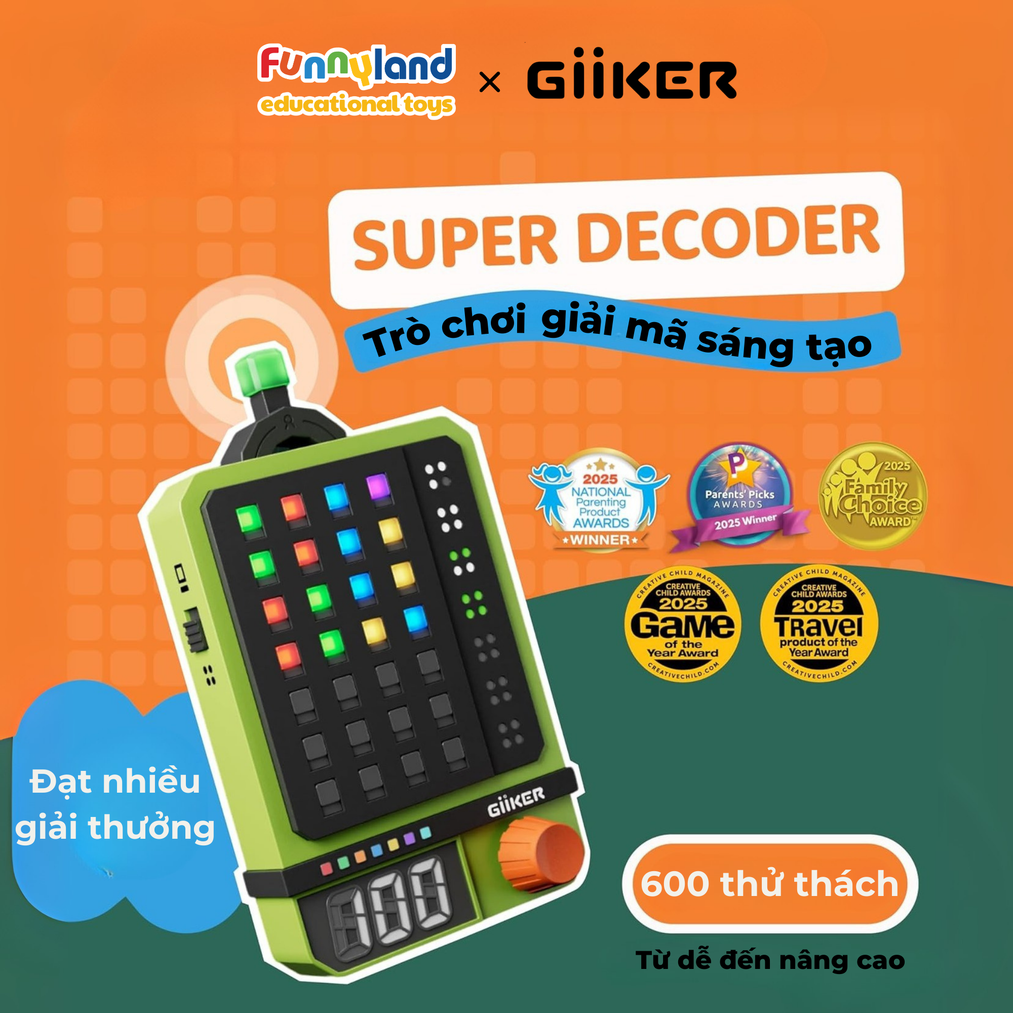 Đồ chơi giải đố cầm tay thông minh Giiker Super Decoder