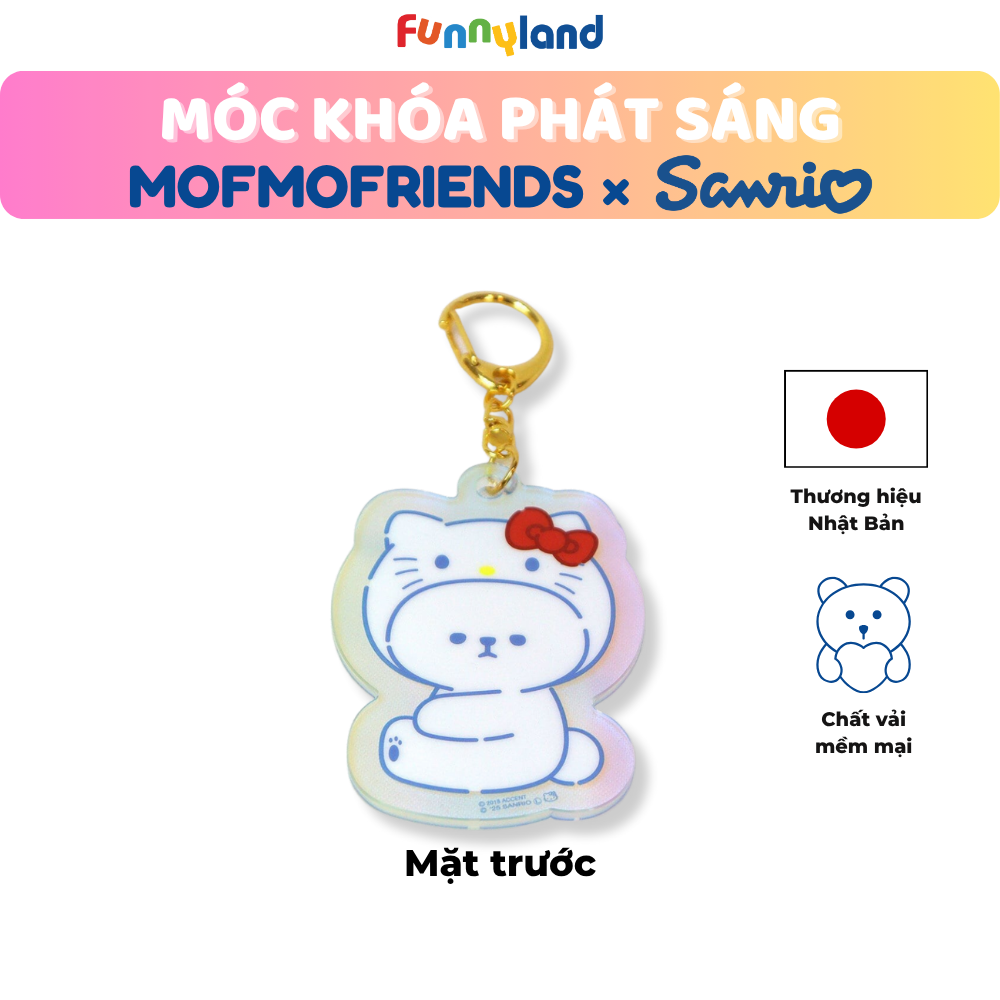 Chú Chó Bichon Frise đội nón Hello Kitty - Móc Khóa Phát Sáng