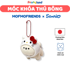 Móc Khóa Thú Bông - Thú Bông Chó Bichon Frise đội mũ Hello Kitty