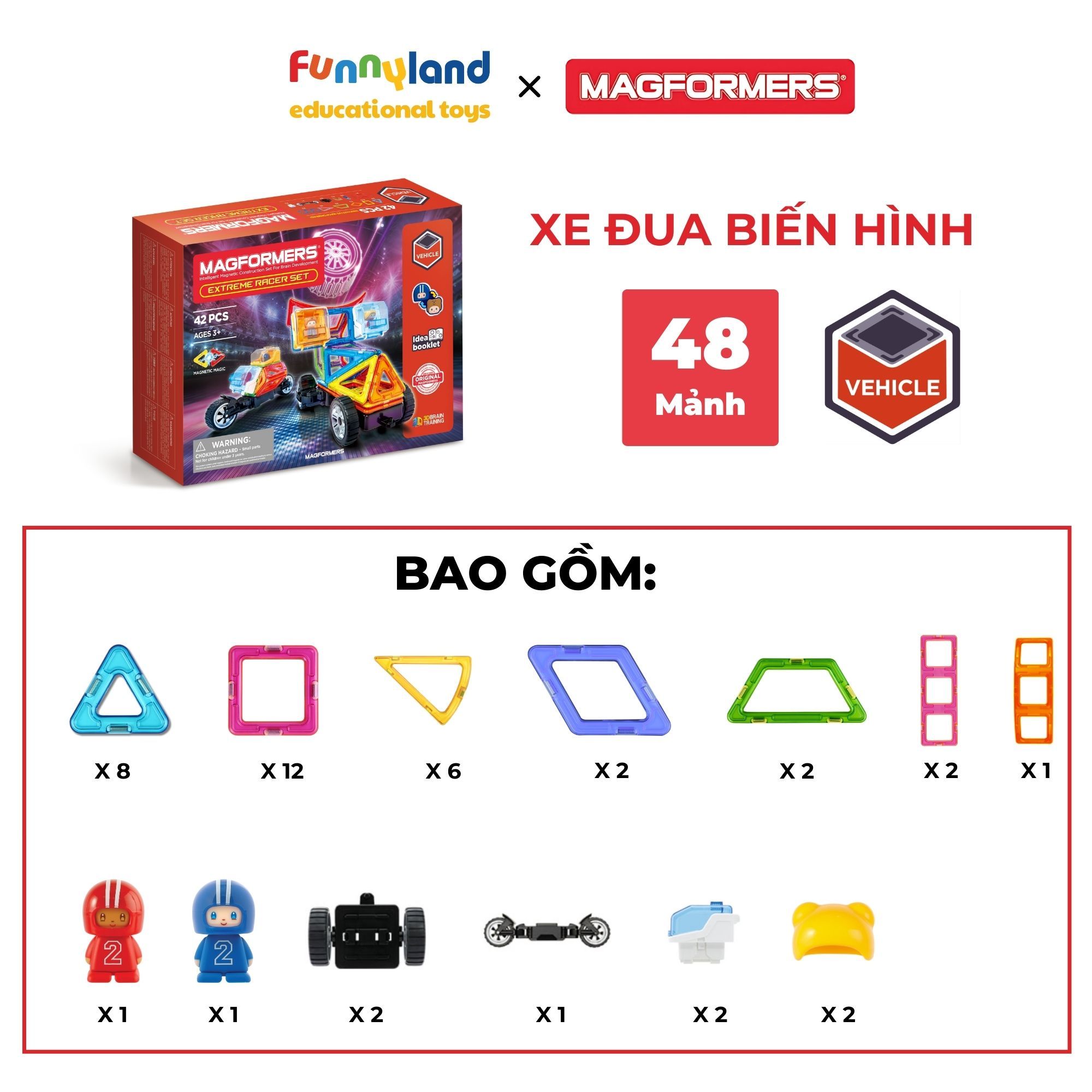 Bộ Xe Đua Biến Hình 42 Mảnh