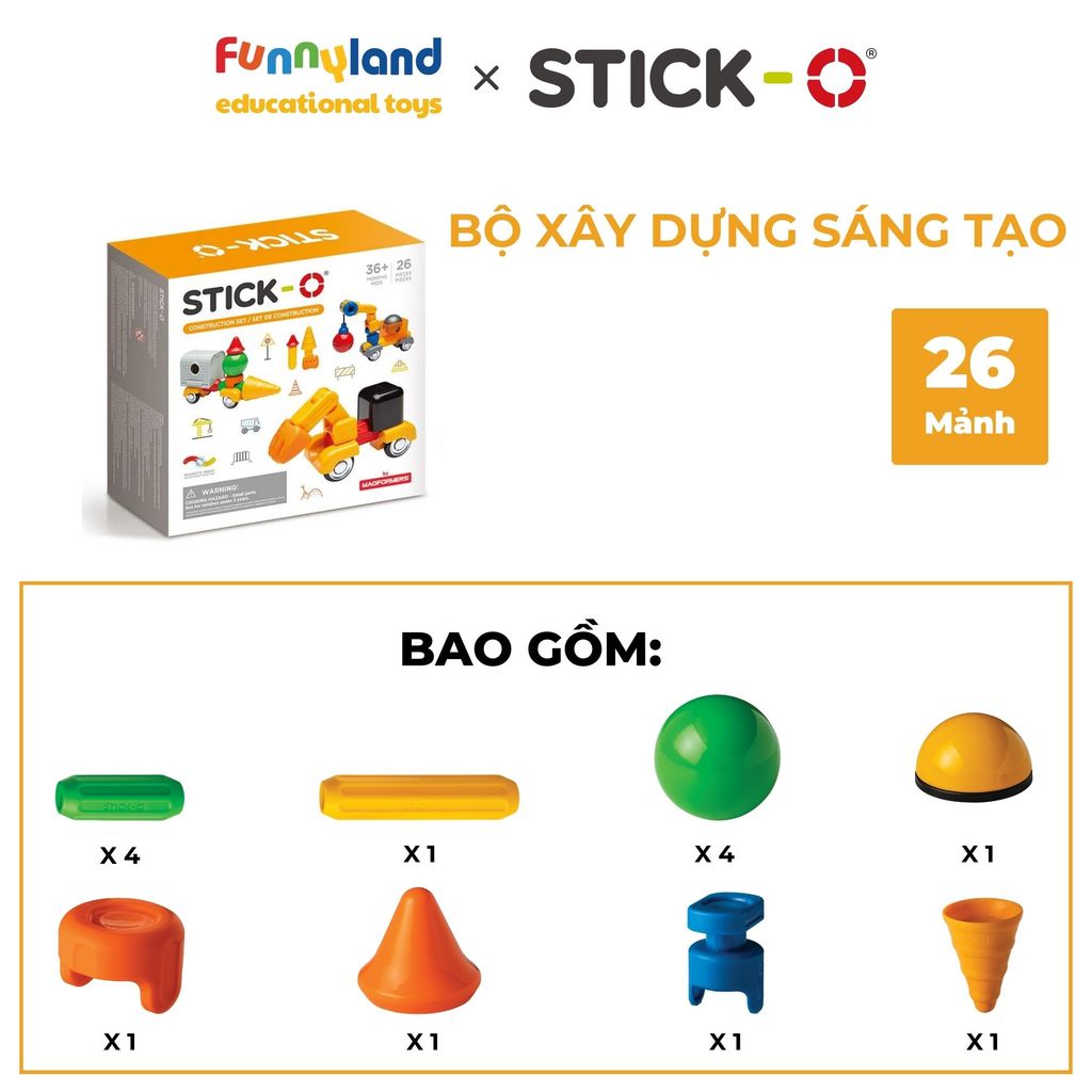 Đồ chơi xếp hình nam châm Hàn Quốc Stick-O CONSTRUCTION SET
